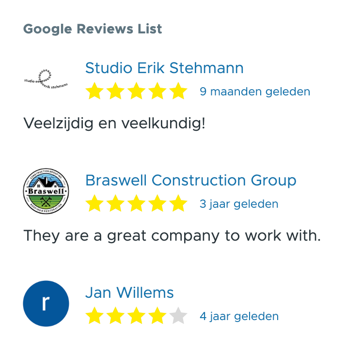 Google reviews reviews block preview