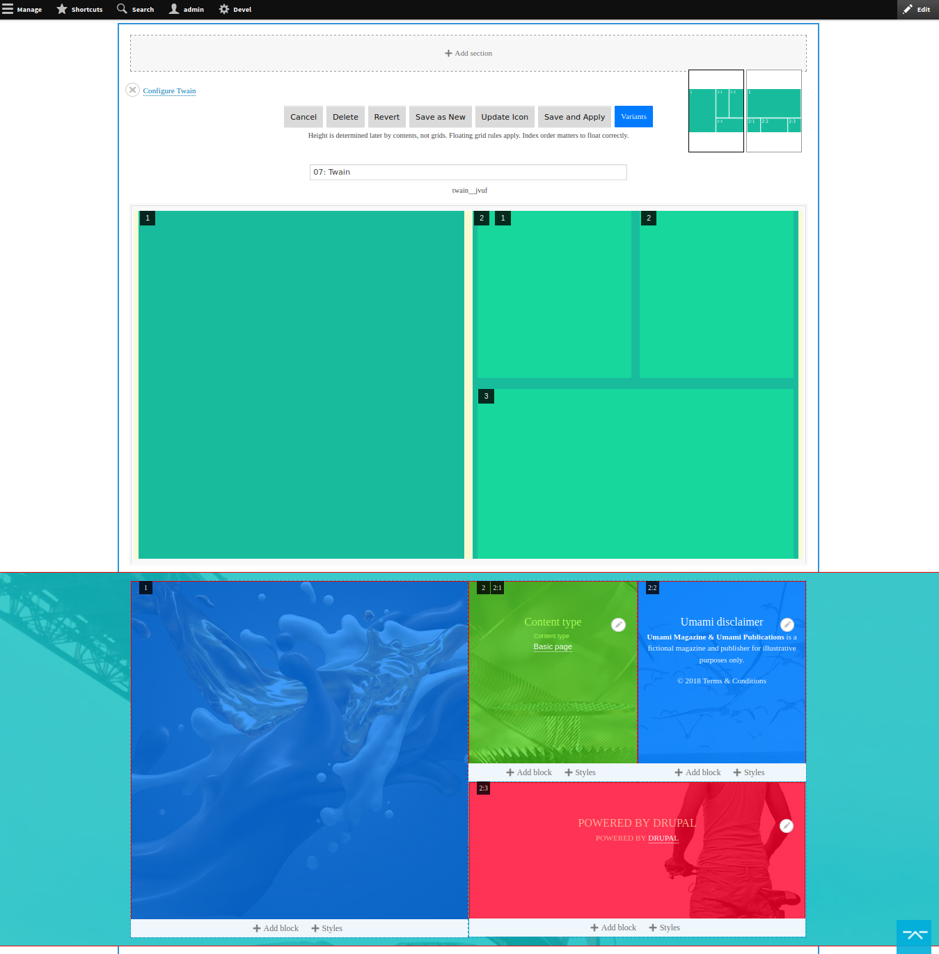 GridStack layout variant editor
