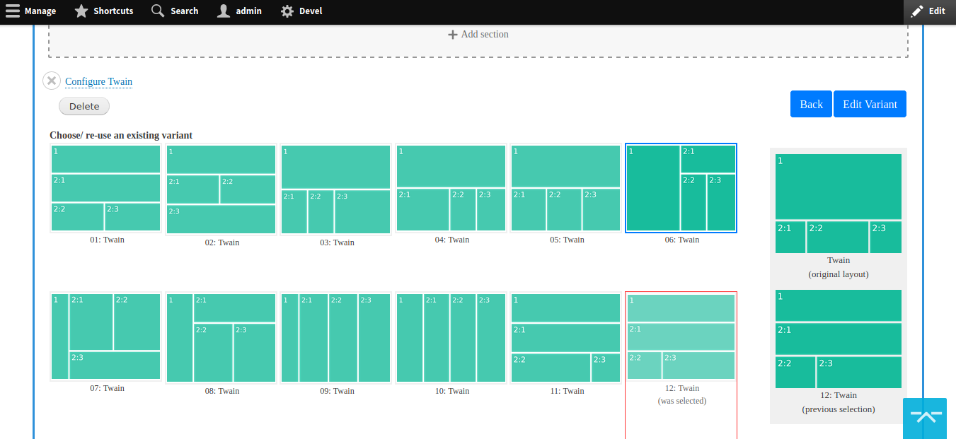 GridStack layout variant selection