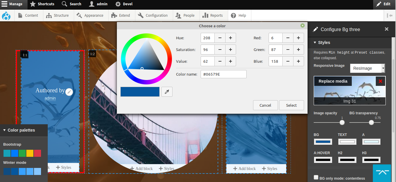 GridStack stylizer palettes