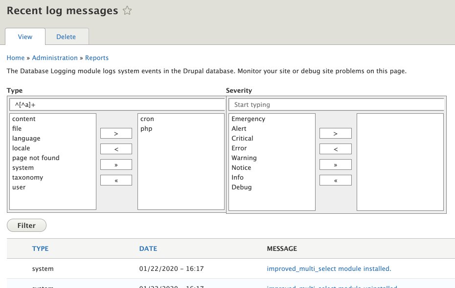 Drupal 8 recent log messages