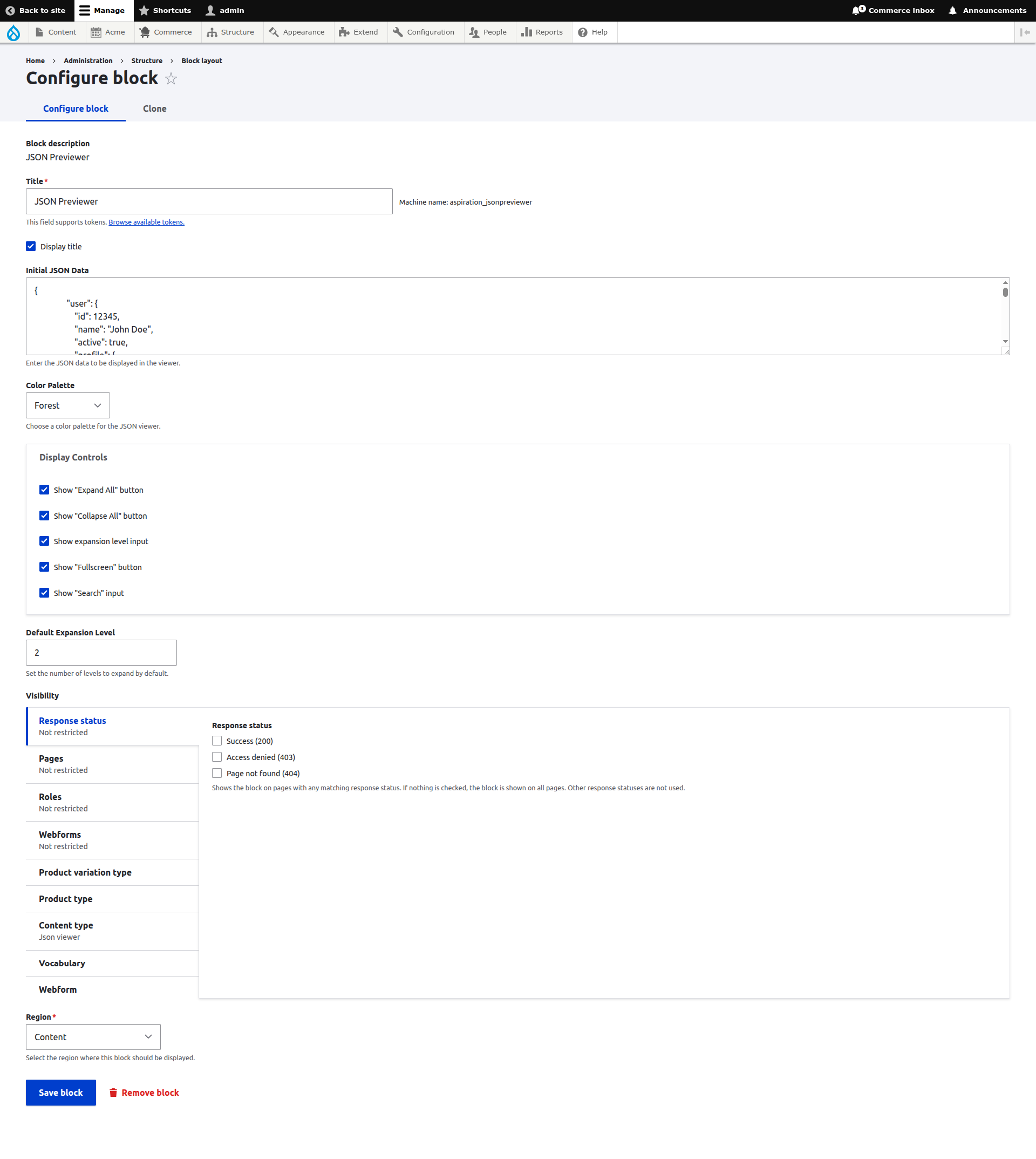 JSON Viewer block