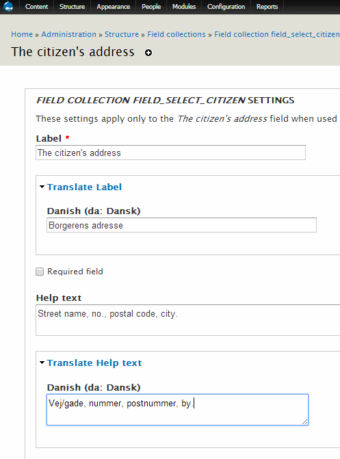 Localize Fields UI