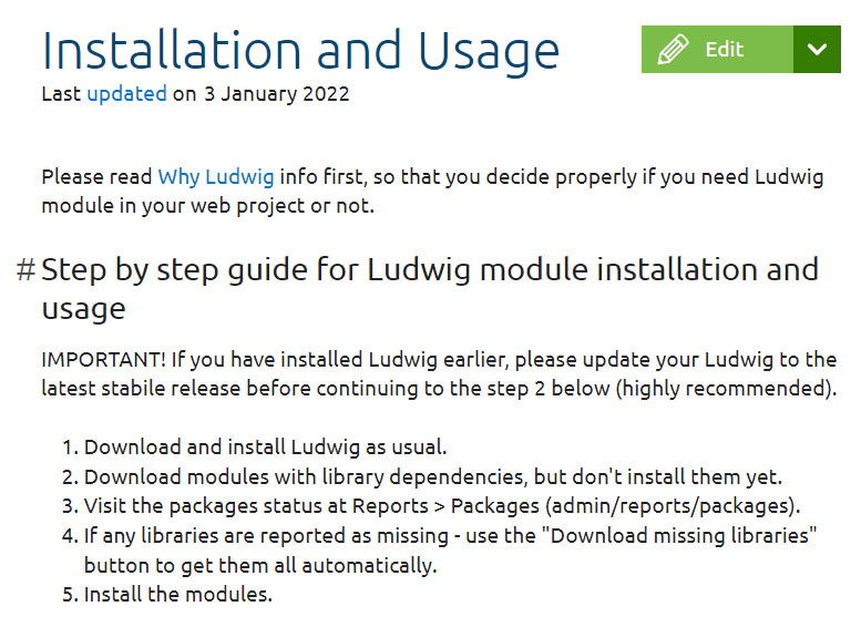 Ludwig installation and usage