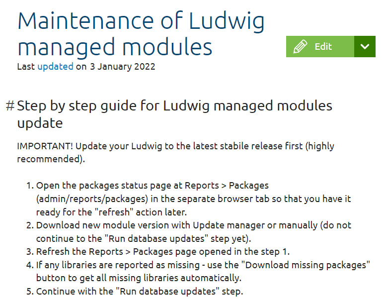 Ludwig maintenance