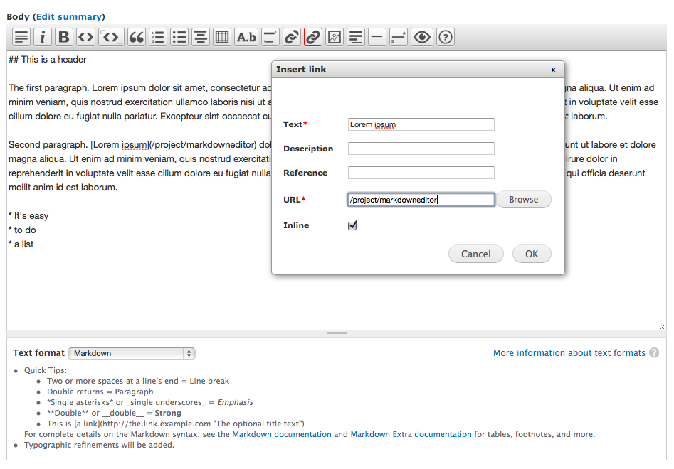 Markdown editor