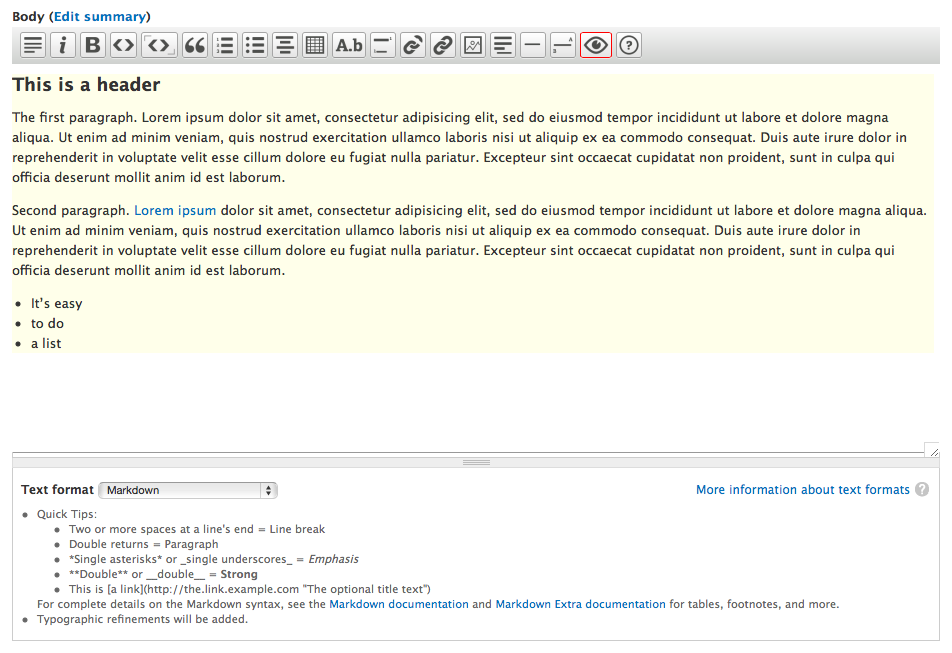 Markdown editor preview