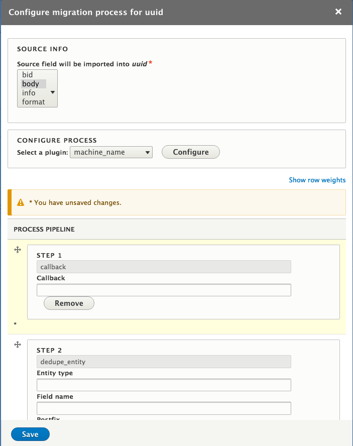 Migration process pipeline