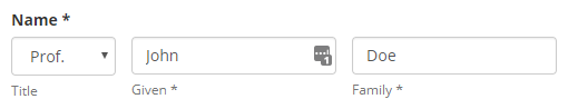 Standard configured name field with title, first name and surname