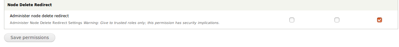 Node delete redirect permission