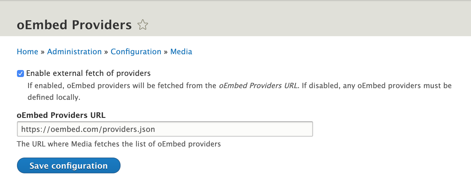 Global configuration page