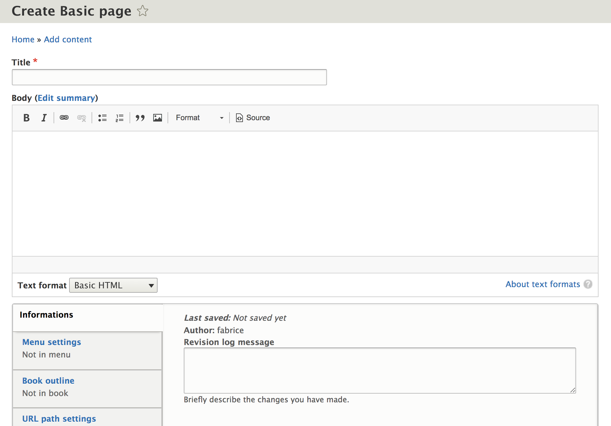 metadata node form as vertical tabs