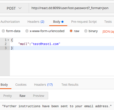 Password Reset for rest.