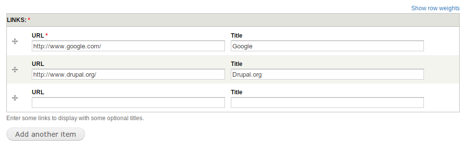 Field widget of an url field