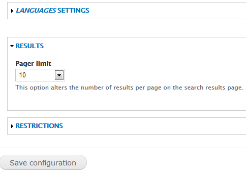 Provides options to set search results limits.