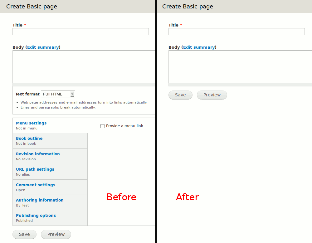 Simplify - before & after screenshot