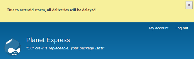 Sitewide Alert module screenshot of an un-styled example alert 