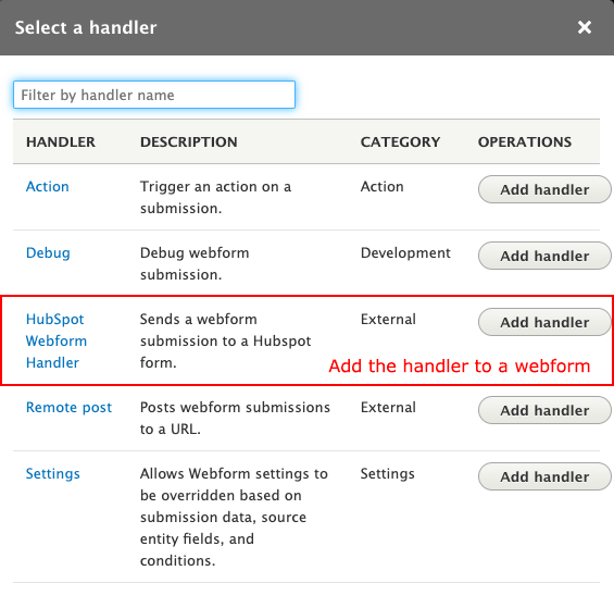 First add the handler to a webform