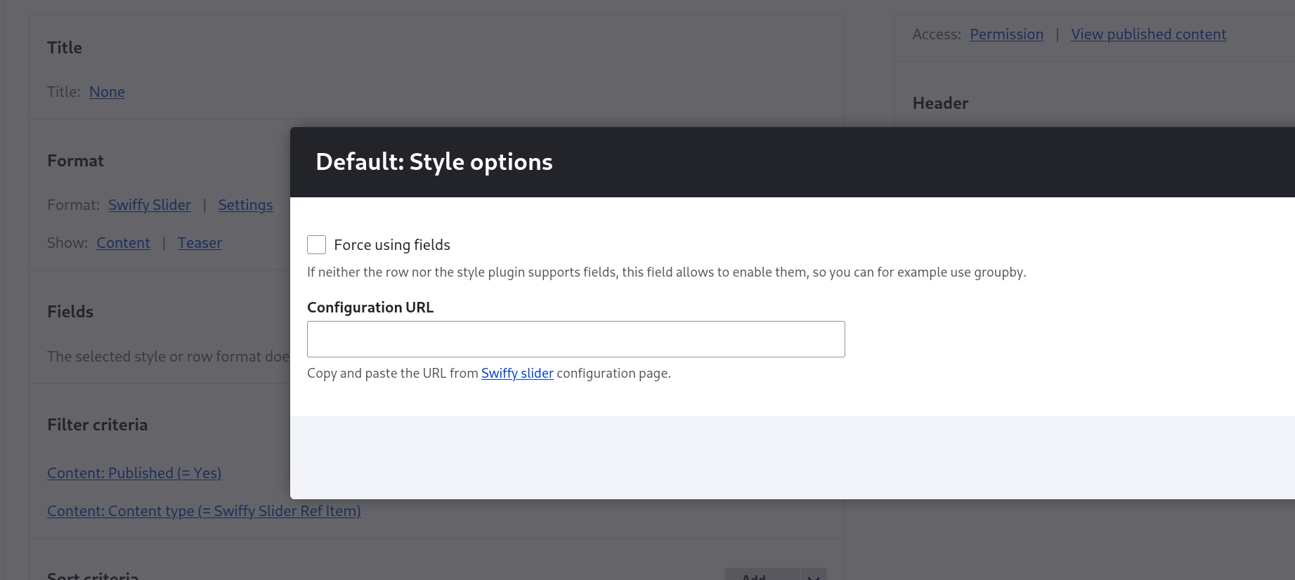 Swiffy Slider views style options