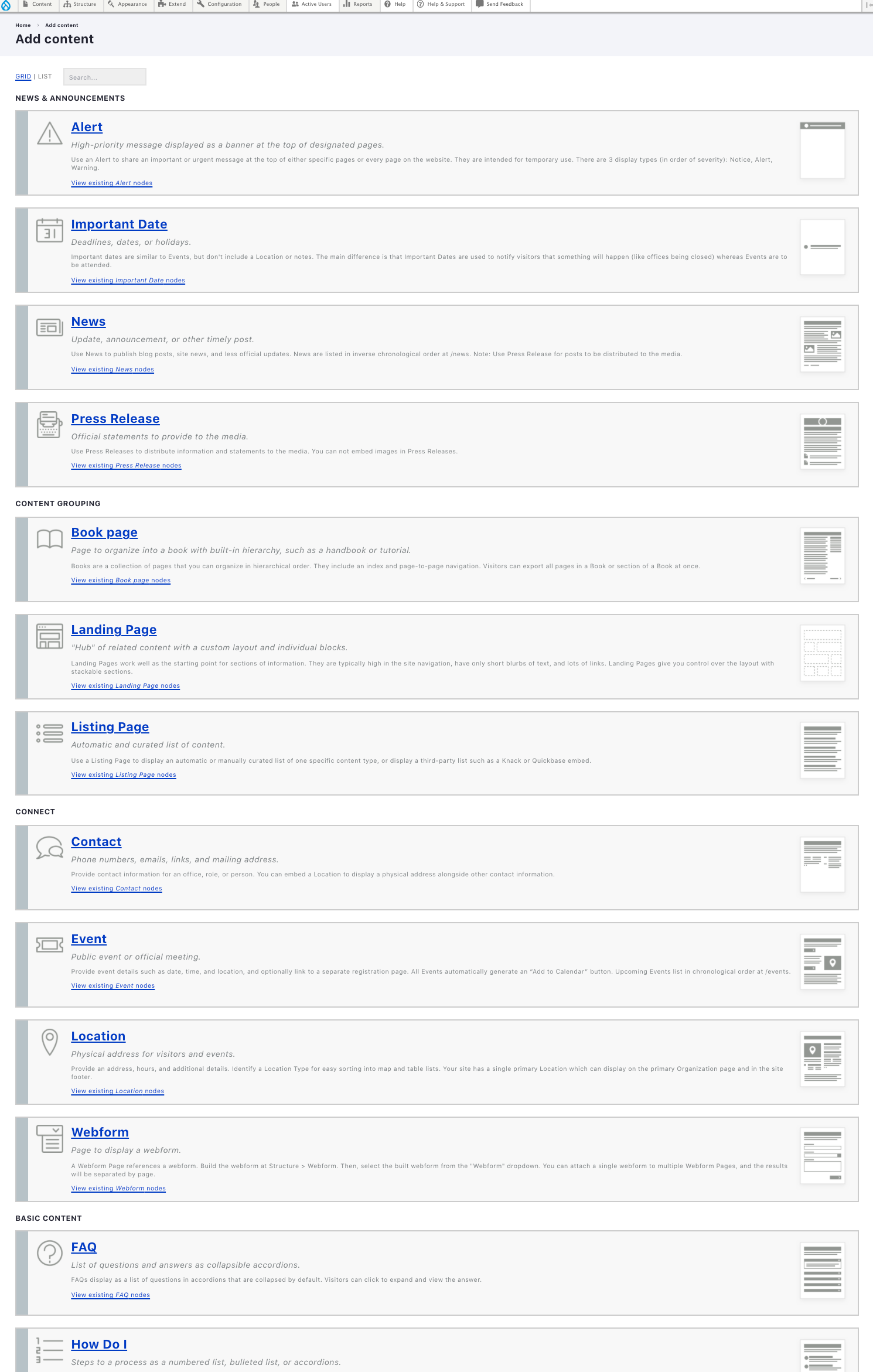 Type Tray List