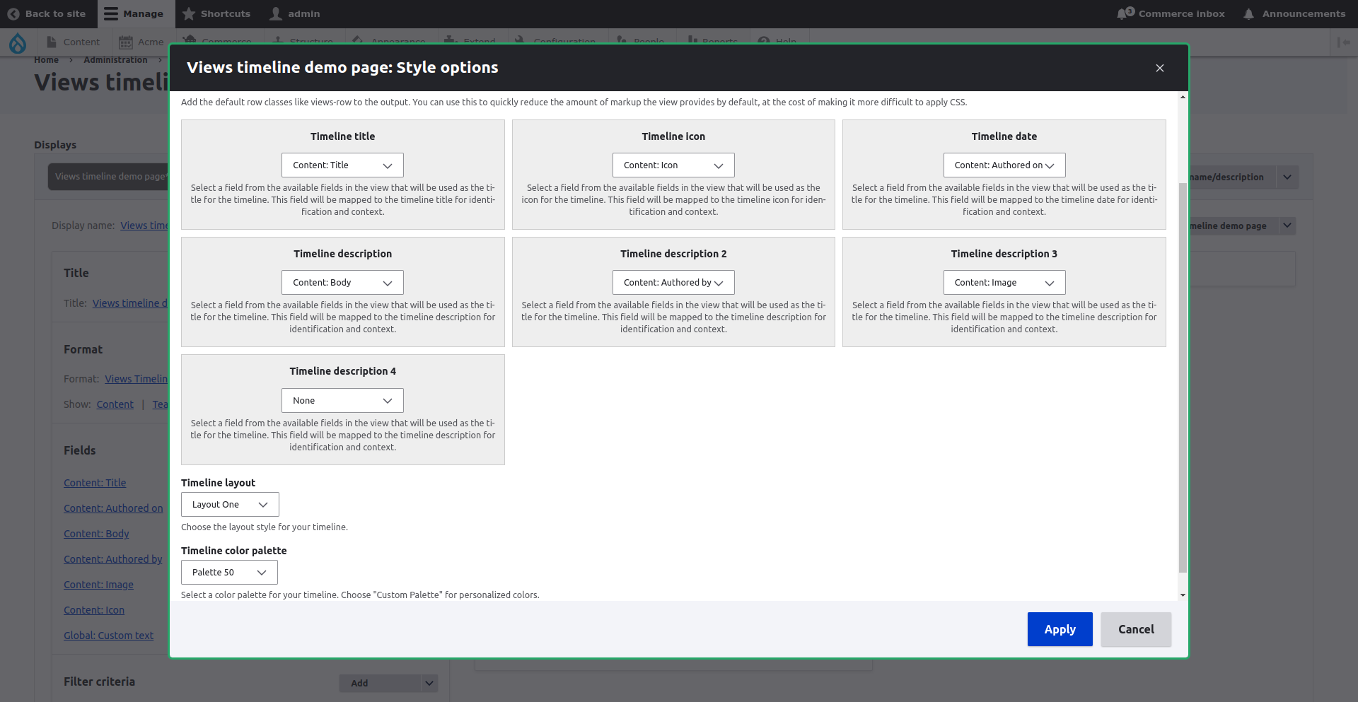 View timeline