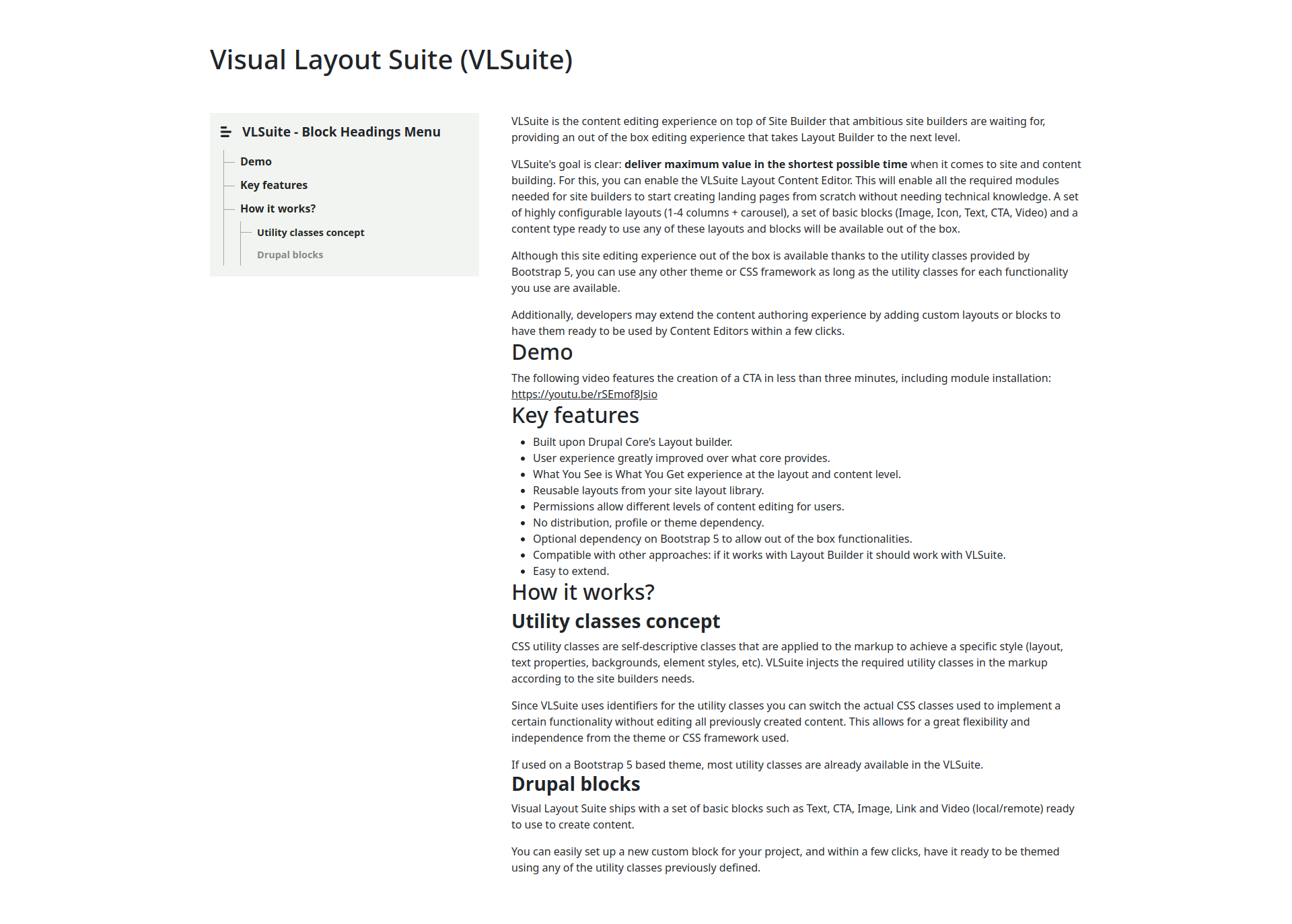 Visual Layout Suite (VLSuite) - Auto generated headings menu