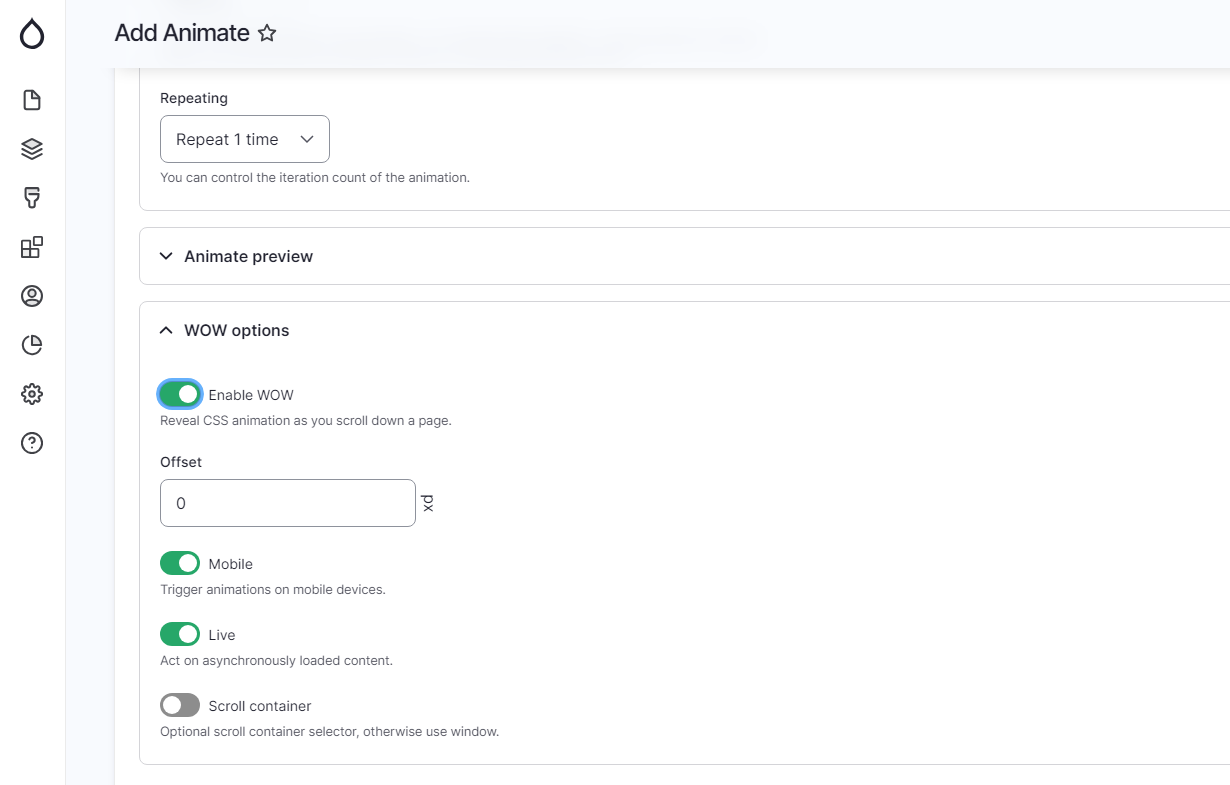 WOW JS animate.css add animation form