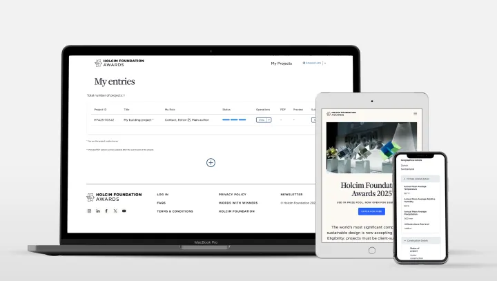Device Mock-up for Holcim Foundation Awards Platform