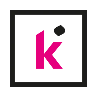 Bildmarke kulturis - ein magentafarbenes k in einem schwarzen quadratischen Rahmen