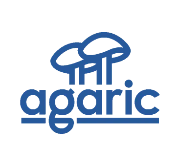 Agaric logo (two cooperative mushrooms) and wordmark ("agaric")