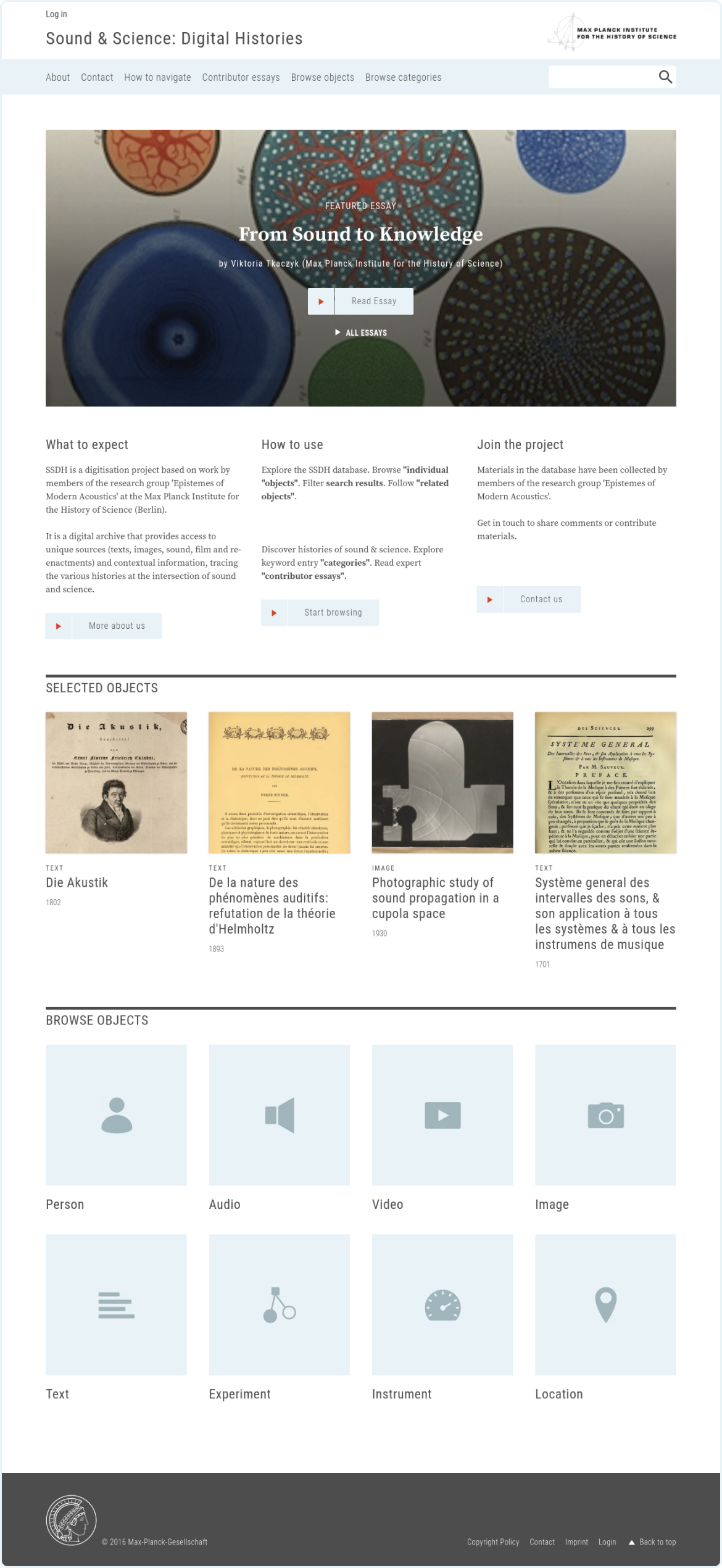 the home page for the Max Planck Institute website