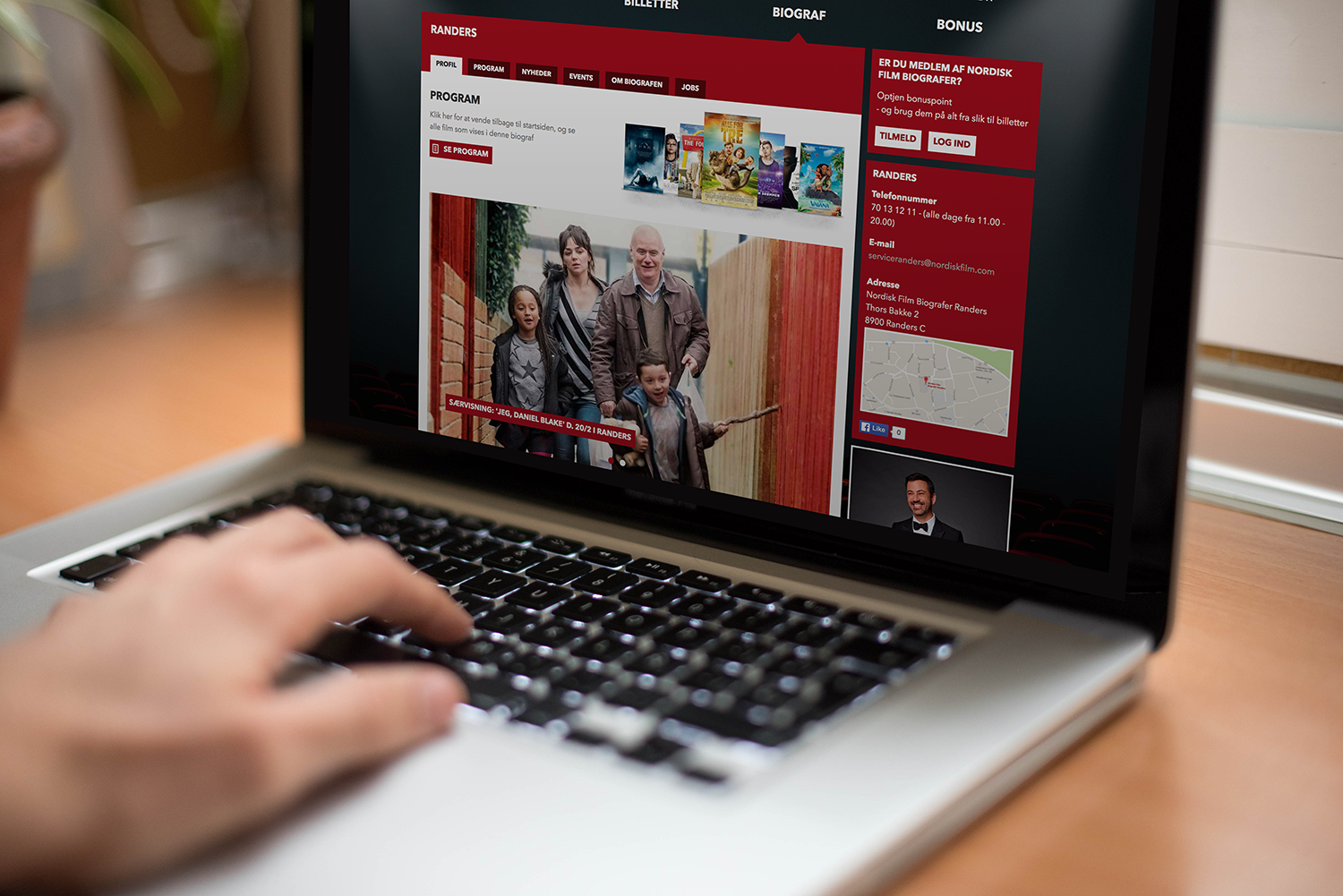 Website displayed on laptop screen
