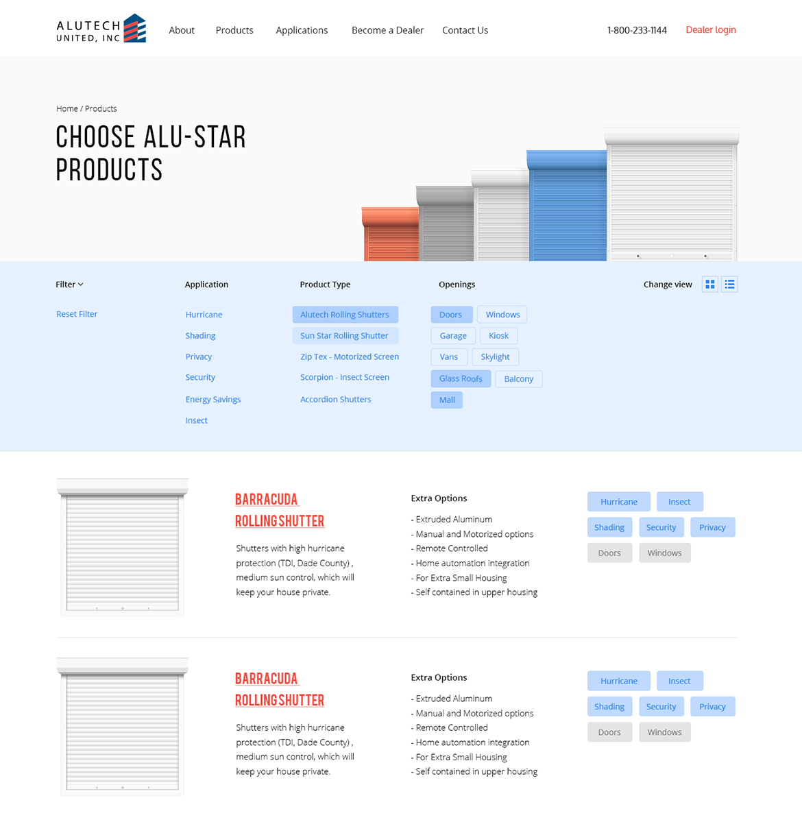 Alutech - Products page