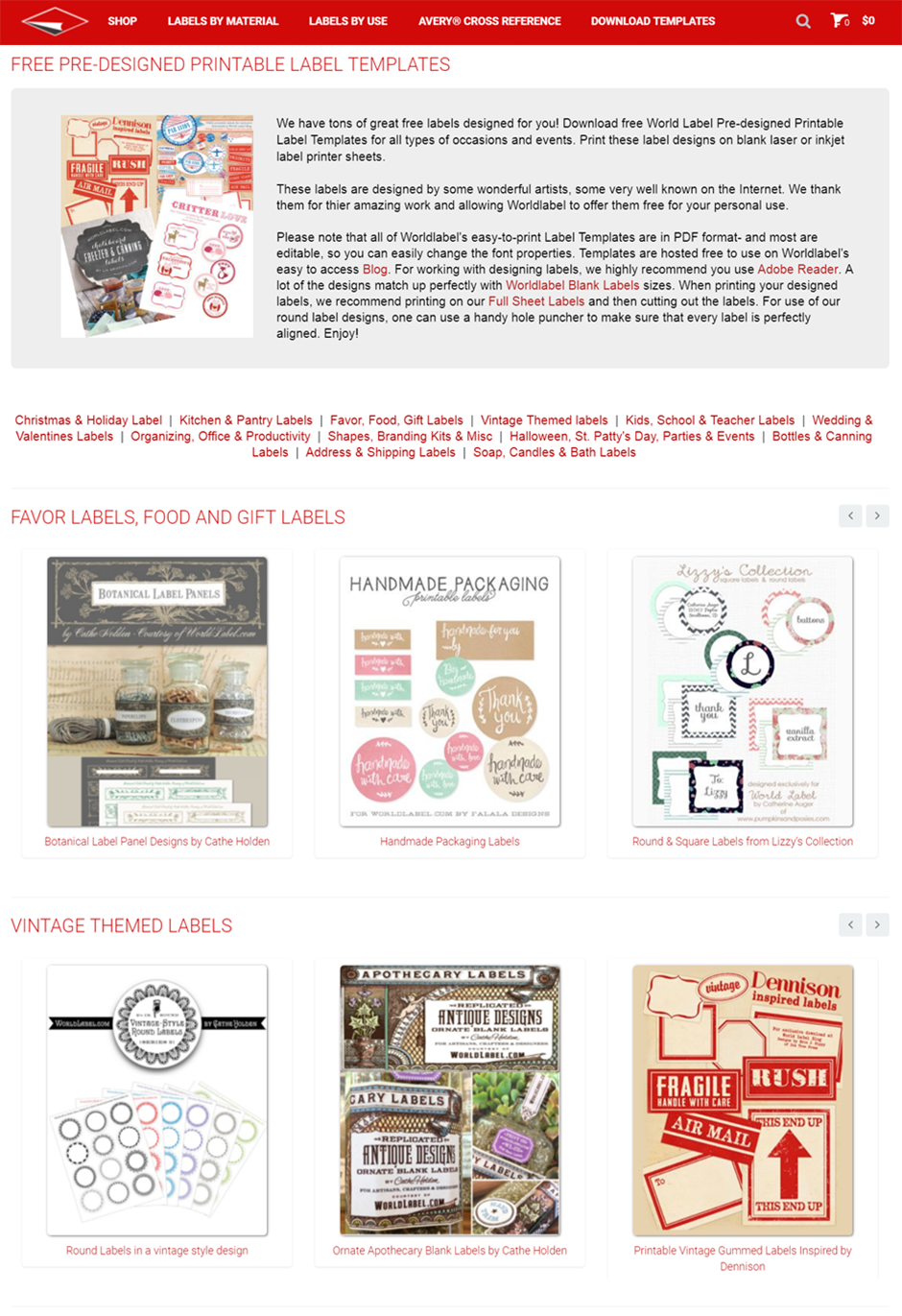 Free pre-designed label templates