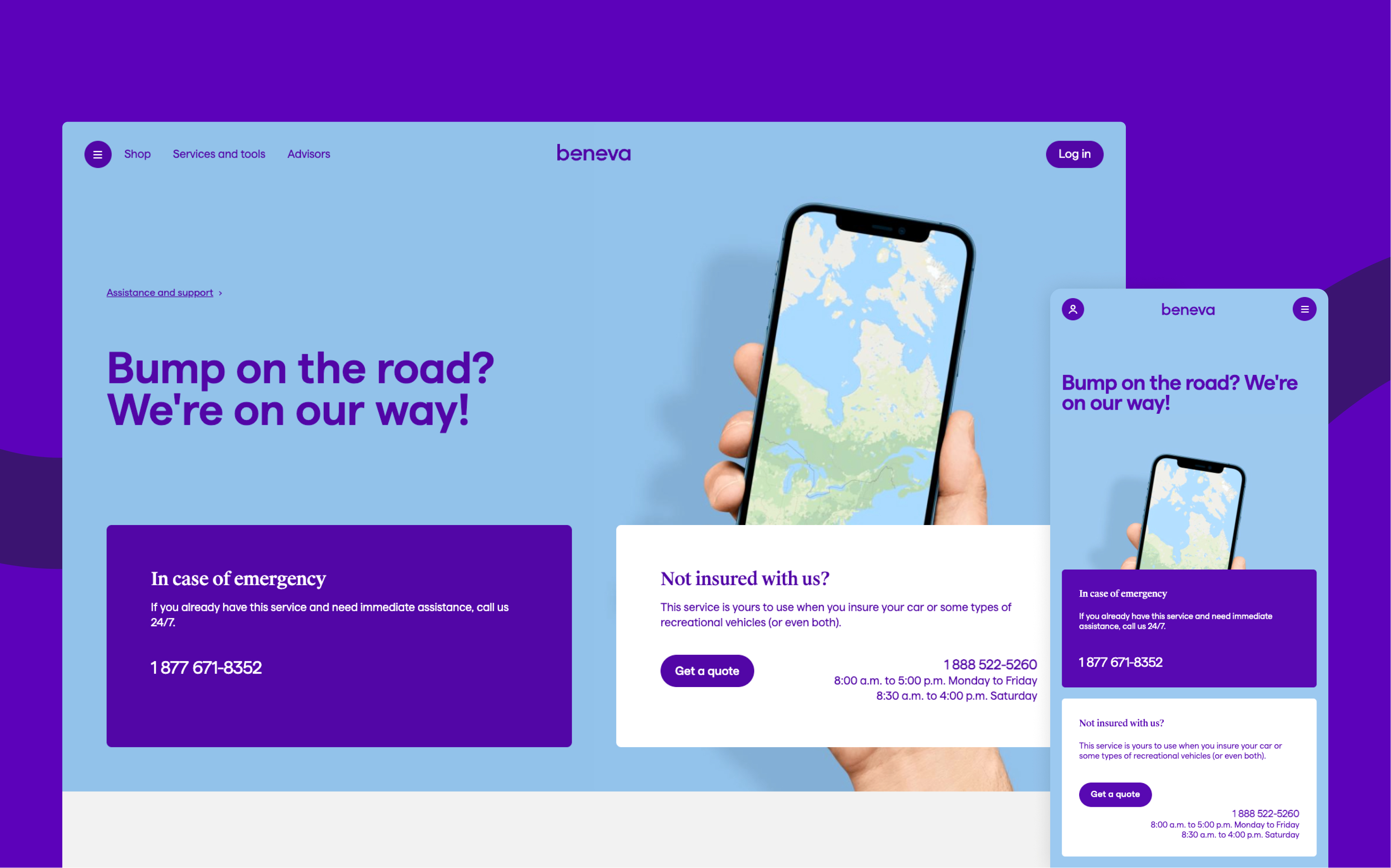 Screenshot of the responsive page design for desktop and mobile