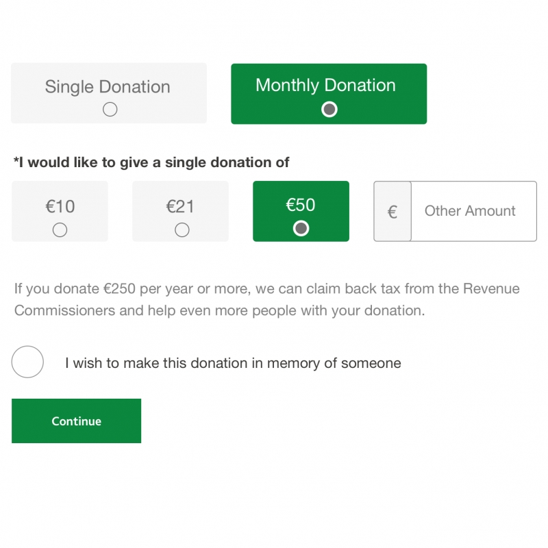 Monthly donation form