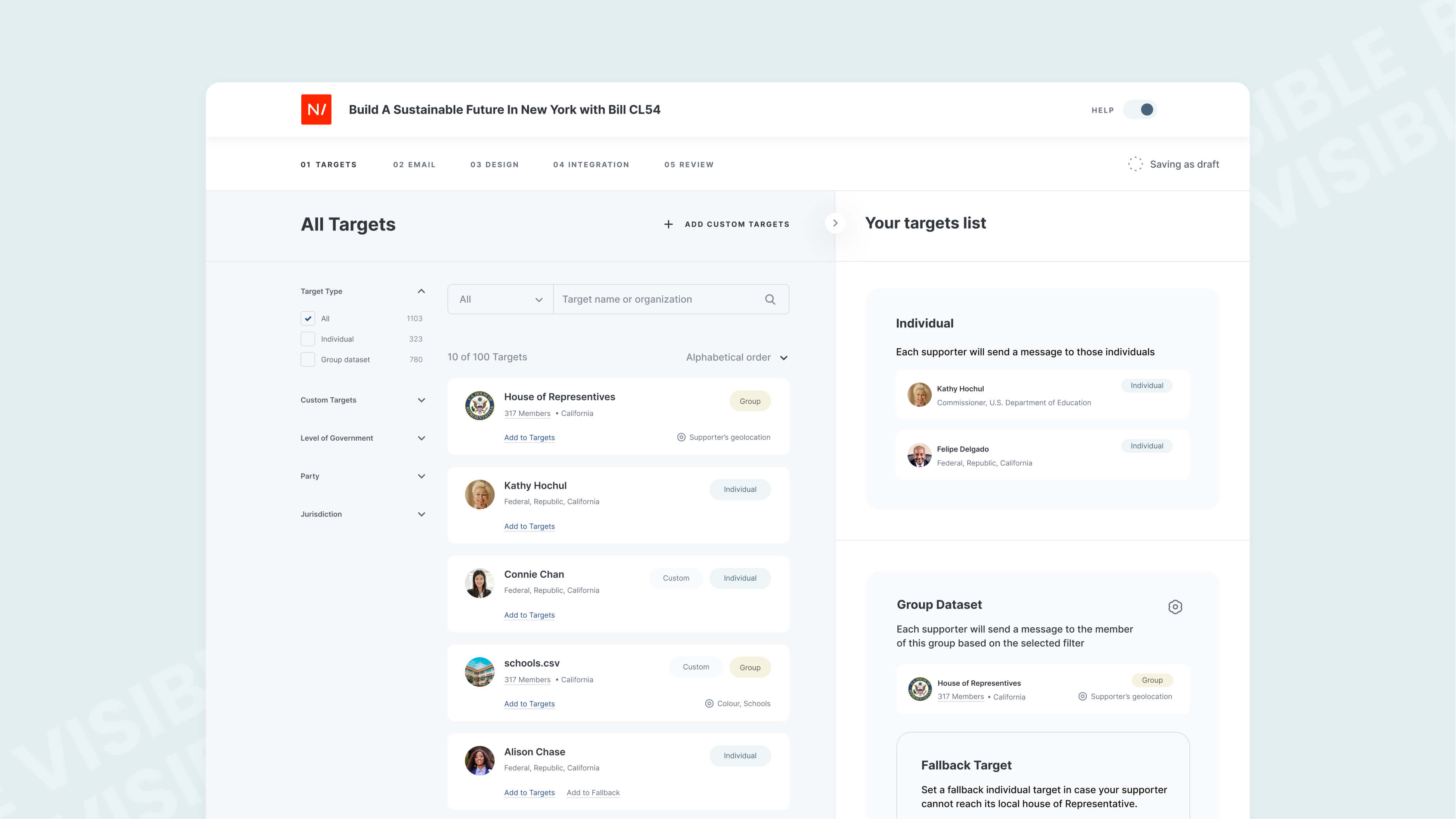 Showcase of the New/Mode targets page
