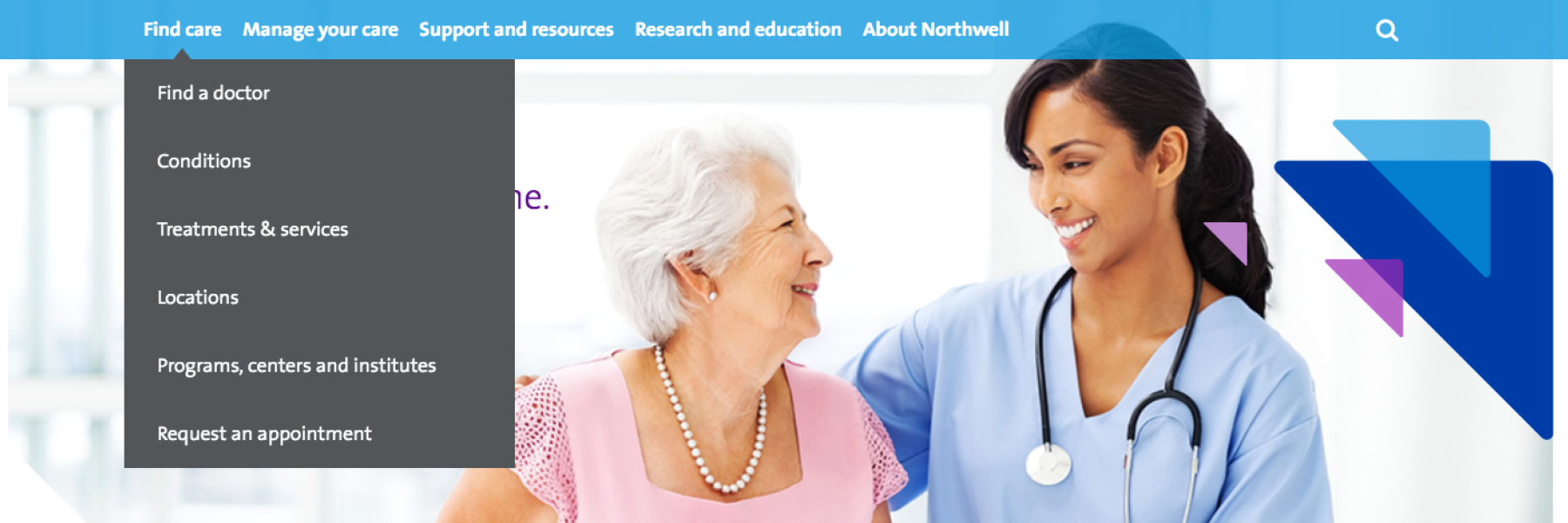 Northwell Health Home with Expanded Navigation