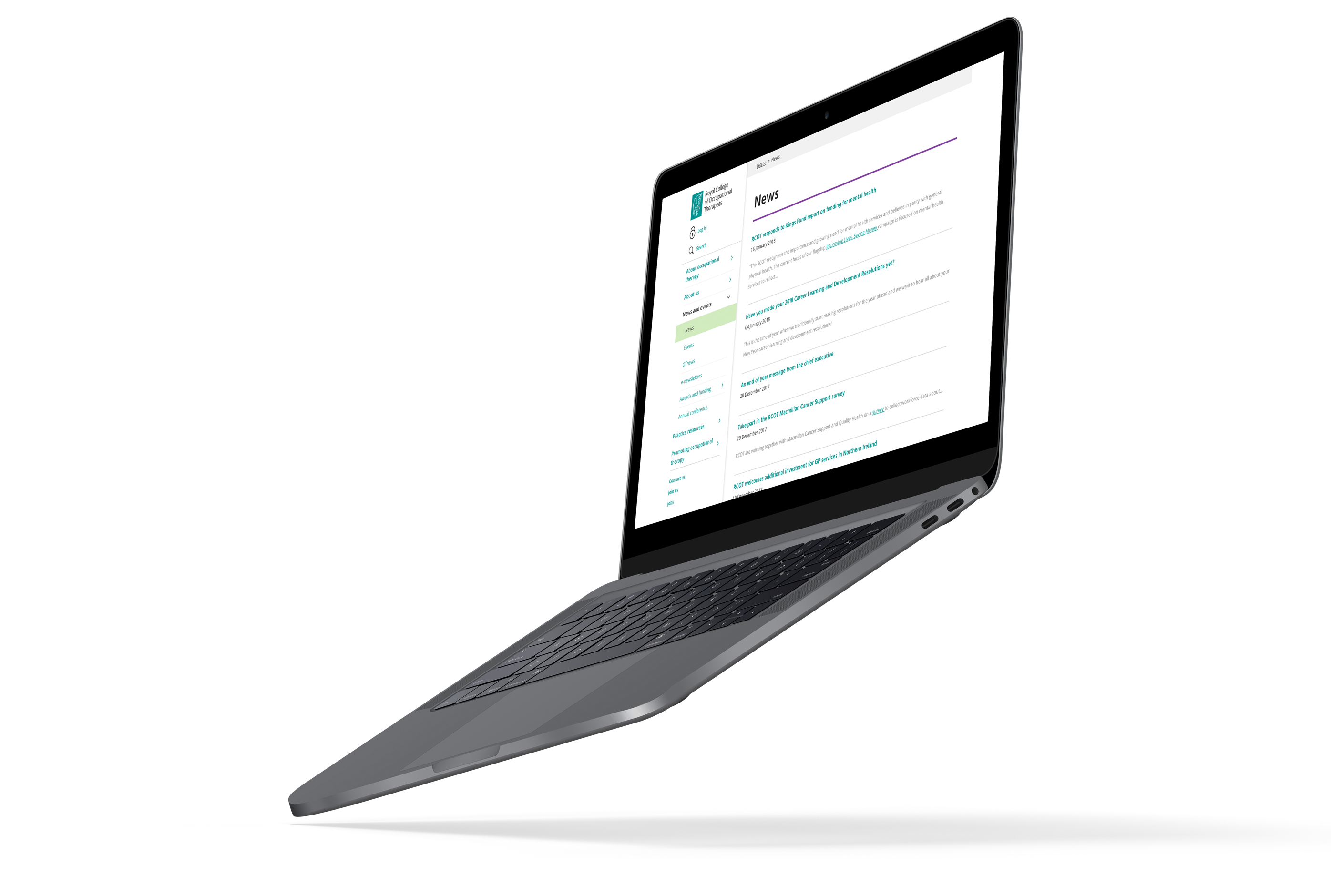 Laptop view of news section