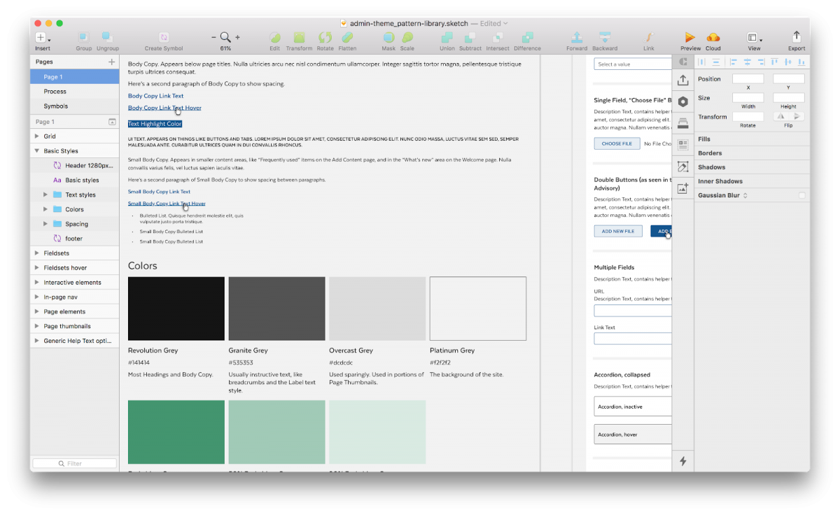 Admin theme branding guidelines in the program Sketch.