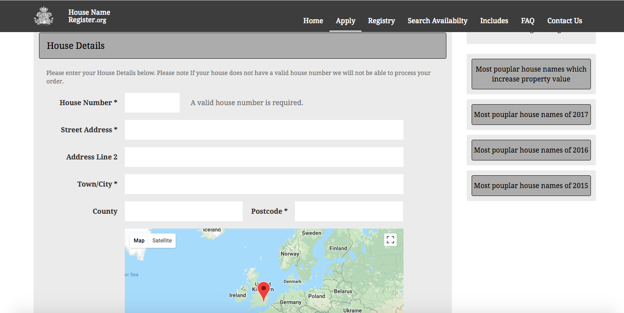 House register Application Form