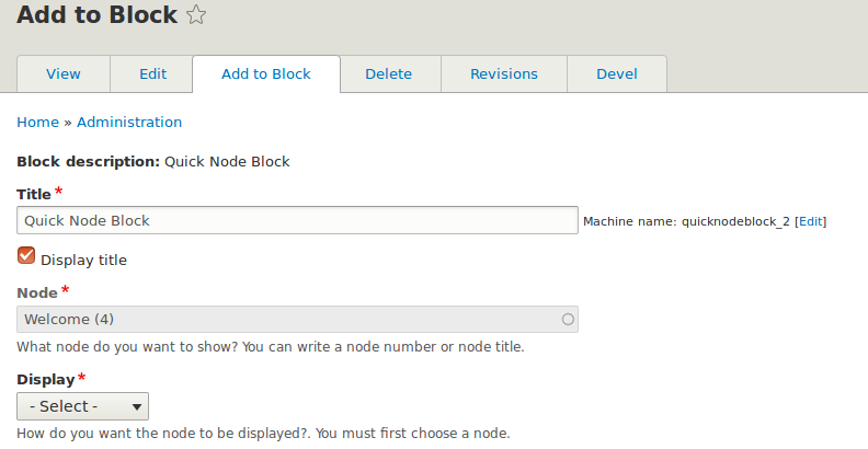 create block in node