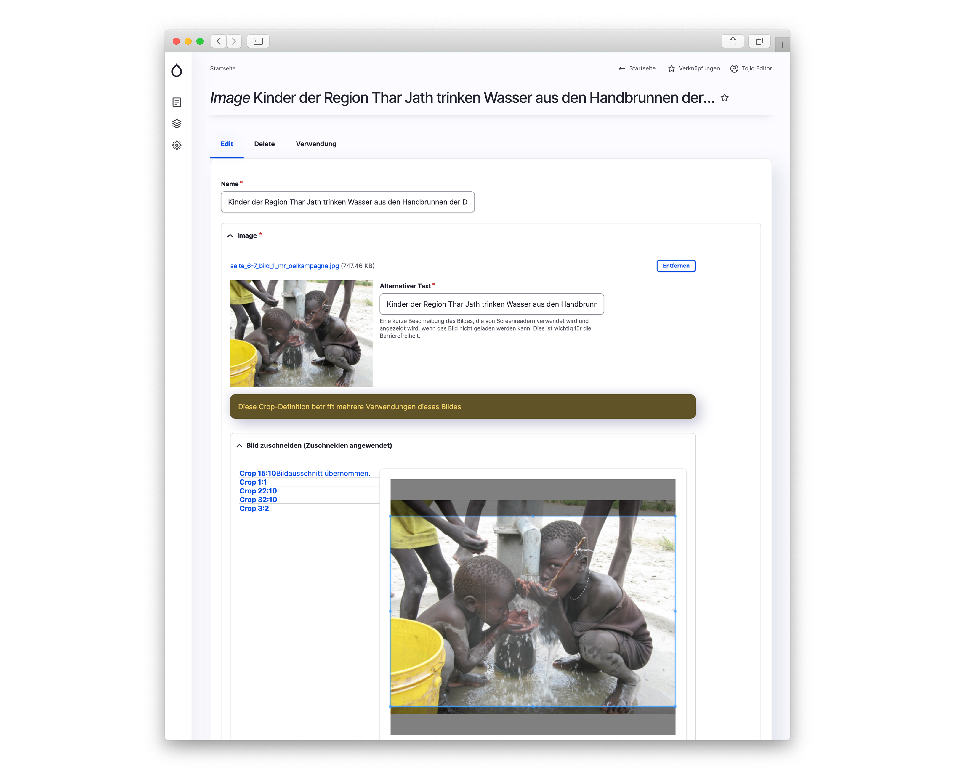 Media library and crop mechanism