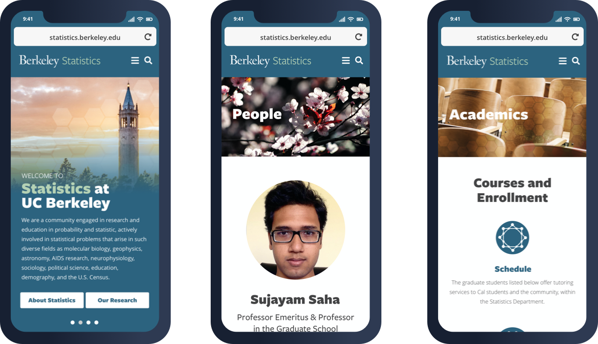 Mobile design examples of UC Berkeley website
