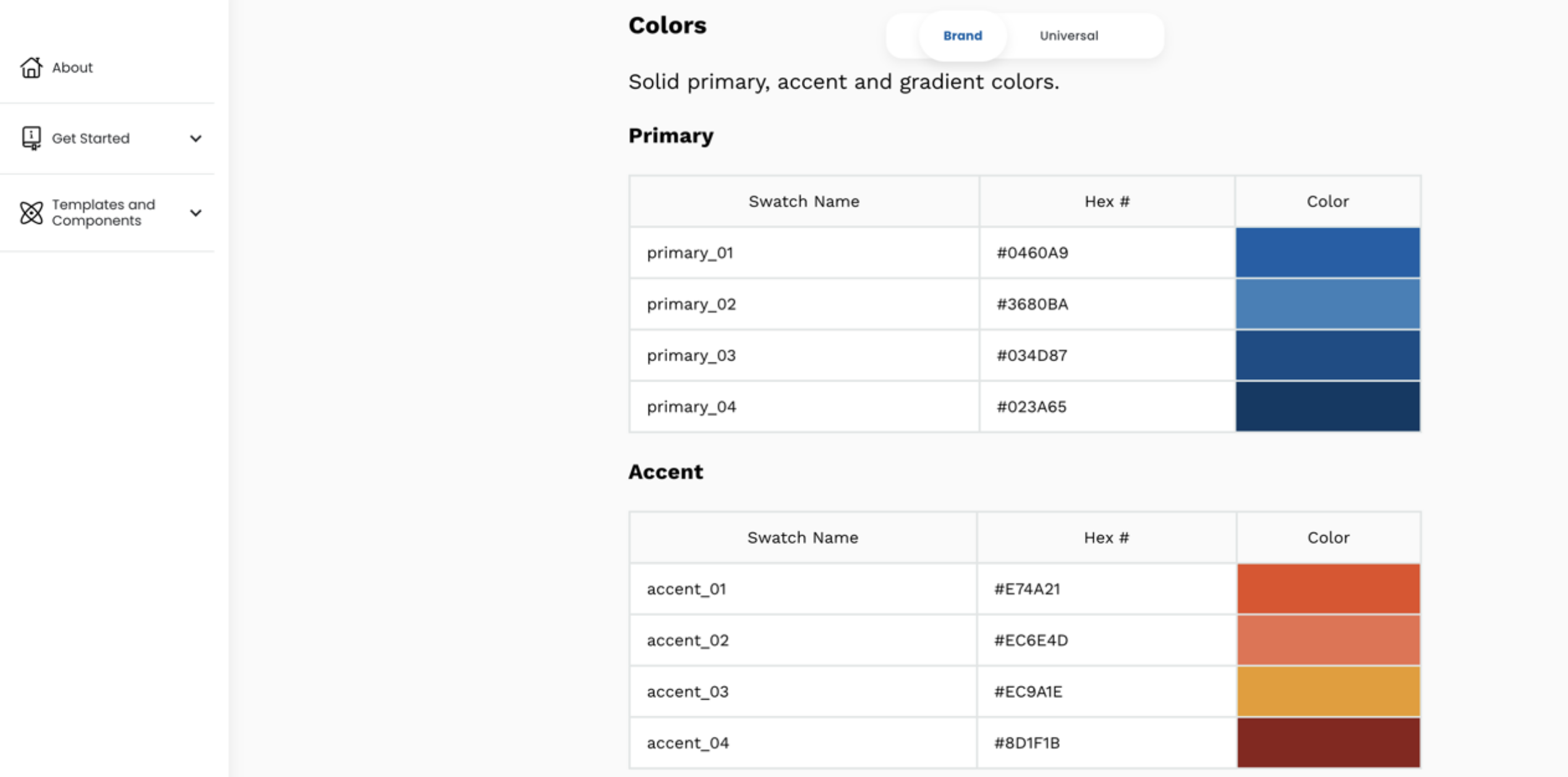 The web platforms color scheme with oranges and blues