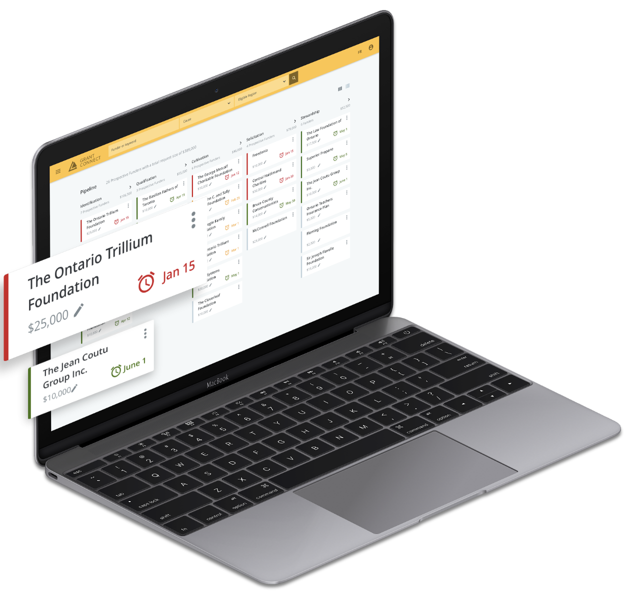 Screenshot: Grant connect, card view example.