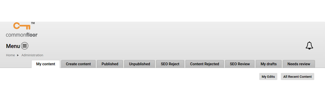 CF Editor dashboard