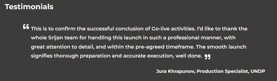UNDP Customer Testimonial