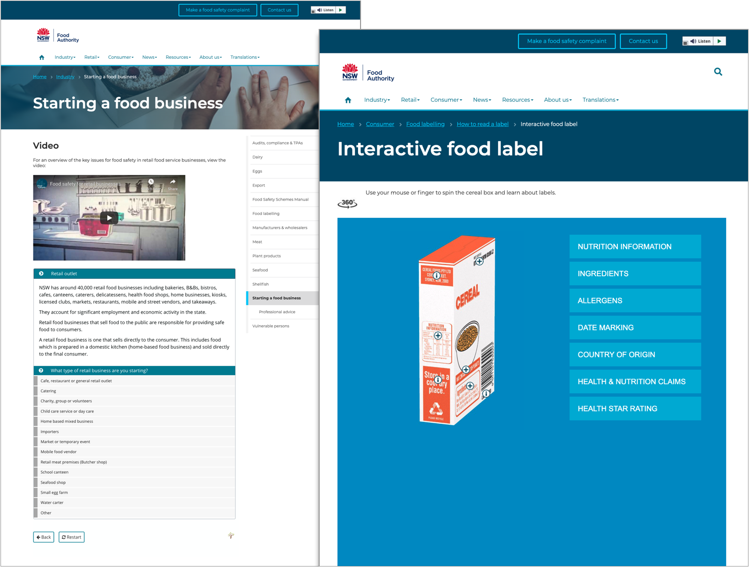 NSW Food Authority - Food labelling