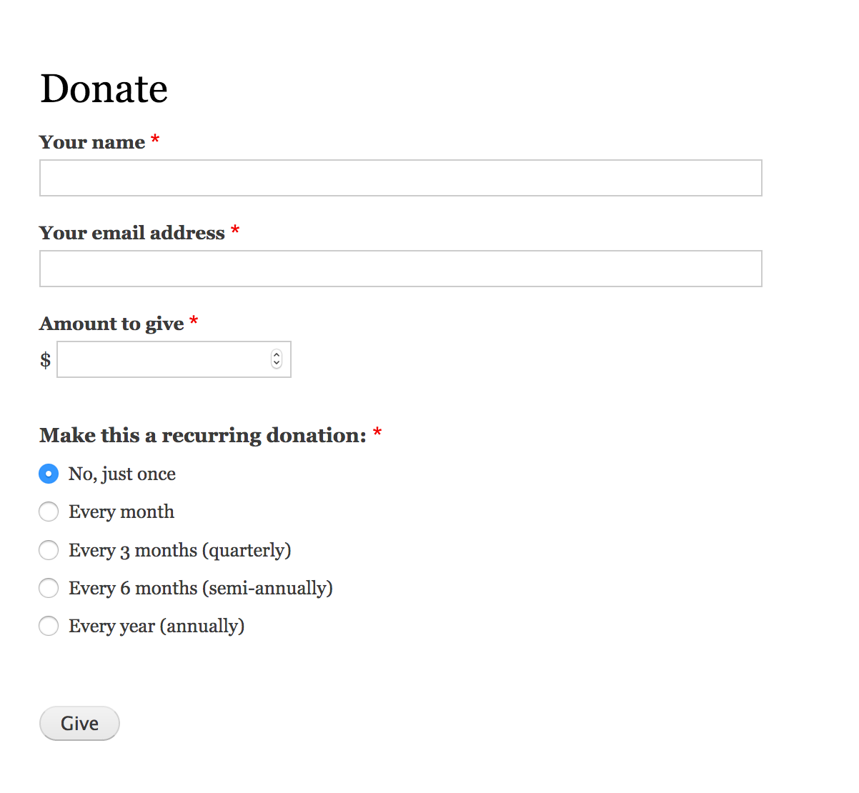 Give donation form.
